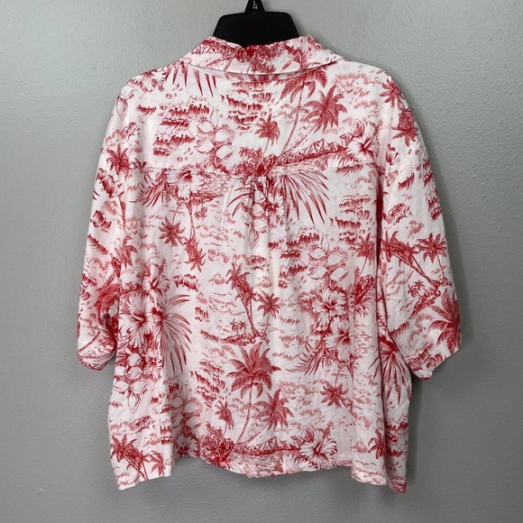THE GREAT Red and White Palm Women's Top - Picture 6 of 11